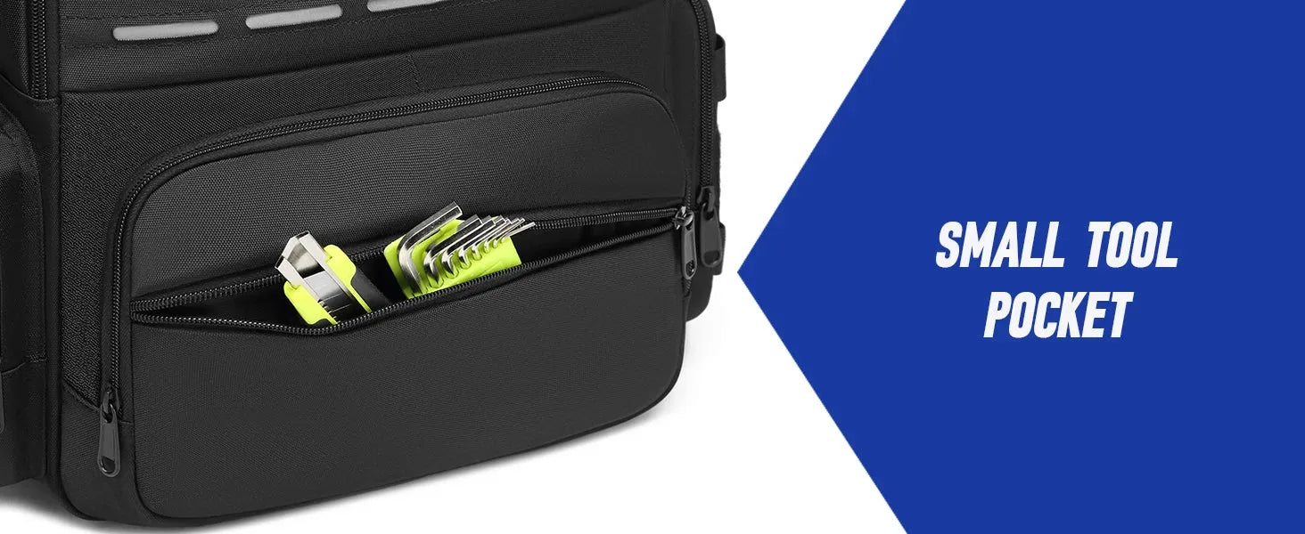 Tool Backpack Heavy Duty for Men Tool Storage With 3 Tool Pouches Organizer Electrician Plumber Maintenance Worker Tool Bags - Evallys.com