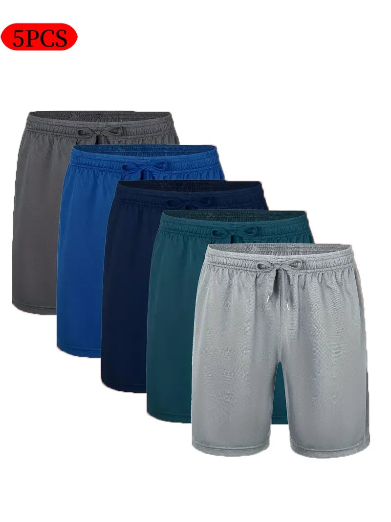 5-piece men's casual shorts with drawstring waistband, breathable fabric, available in multiple colors - ideal choice for summer - Evallys.com