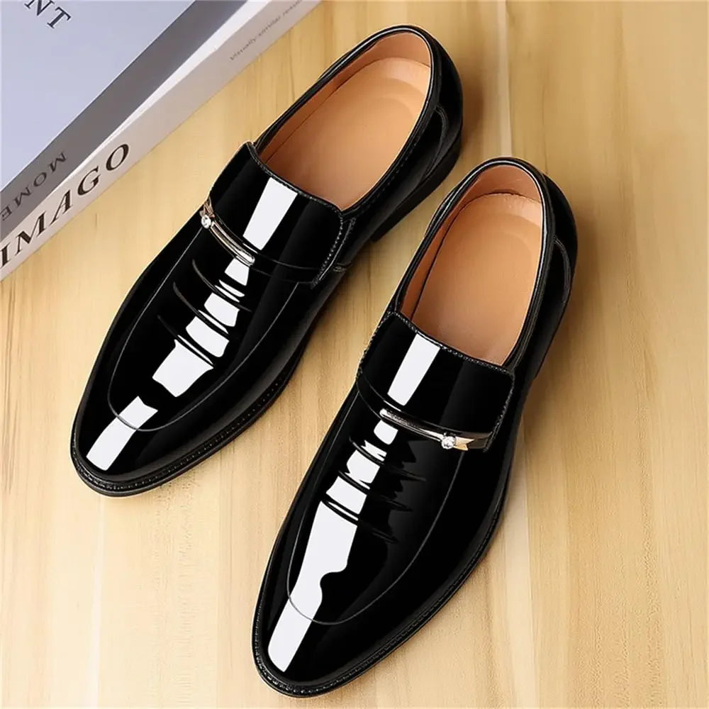 Men’s Formal Dress Loafers – Patent Leather Slip-On Business Shoes - Evallys.com
