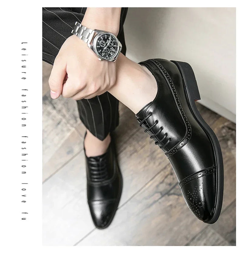 Men's Formal Shoes Red Sole Fashion Business Casual Party Banquet Daily Retro Carved Lace-up Brogue Dress Wedding Shoes Size 48 - Evallys.com