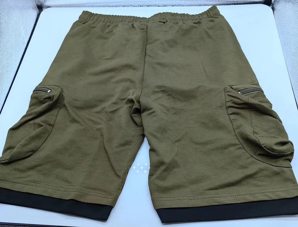 Mens Summer Cargo Shorts Cotton Workout Fitness Shorts Breathable Jogger Training Gyms Bodybuilding Multi Pocket Yellow Shorts - Evallys.com