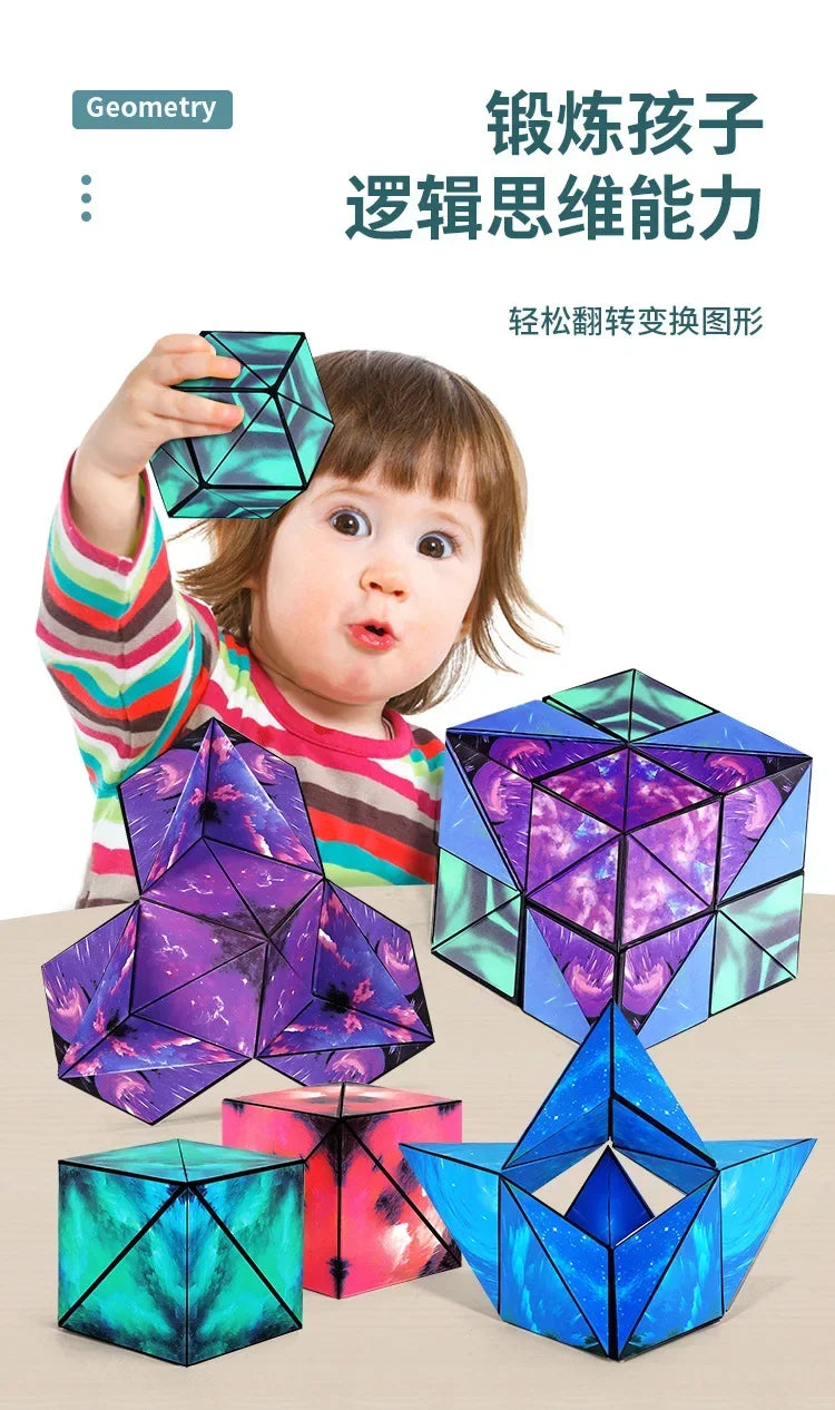 Variety Geometric Changeable Magnetic Magic Cube Anti Stress 3D Hand Flip Puzzle Cube Kids Stress Reliever Fidget Toy - Evallys.com