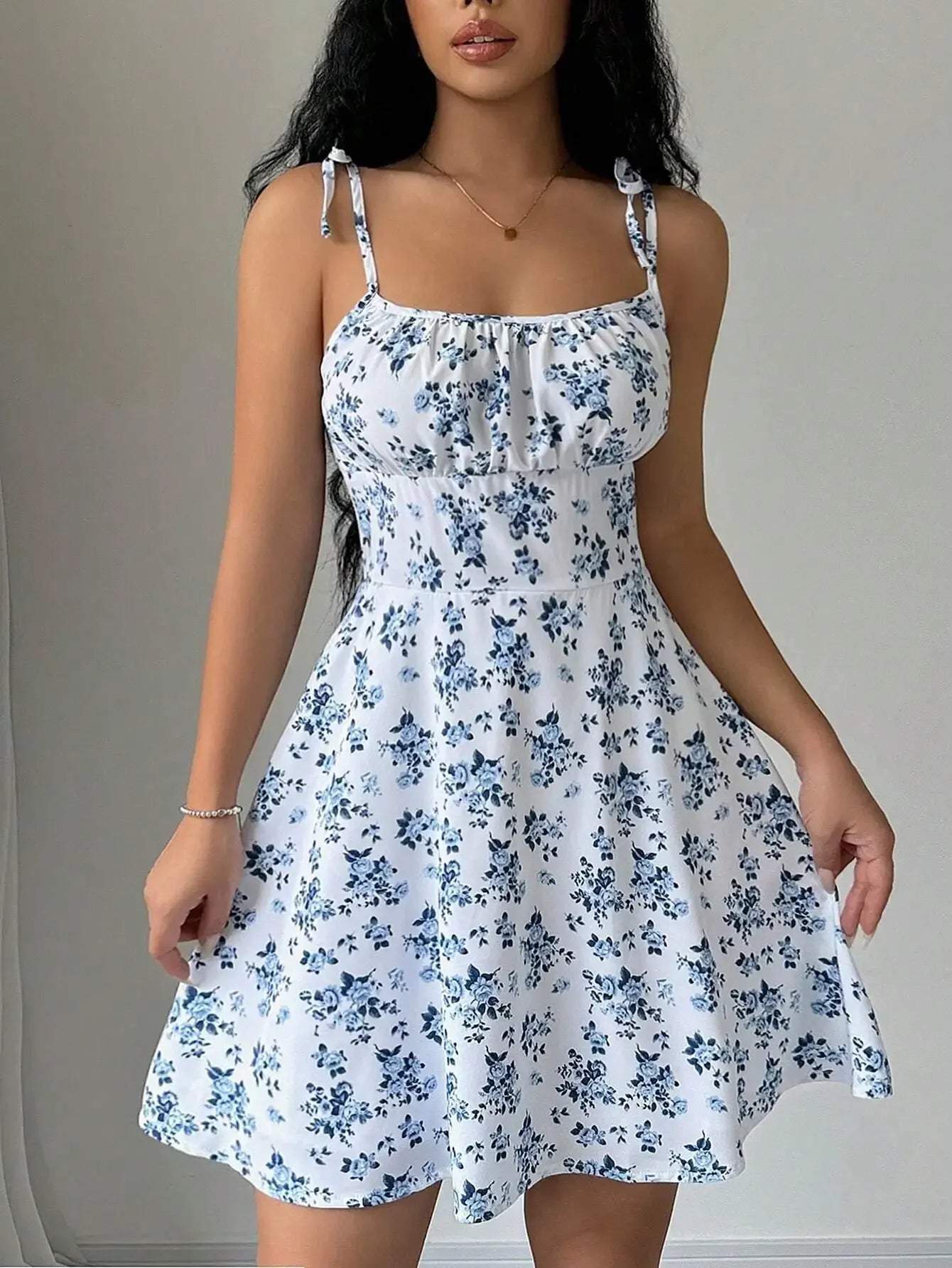 Women’s Summer Floral Spaghetti Strap Mini Dress – Beach Sundress 2025 - Evallys.com