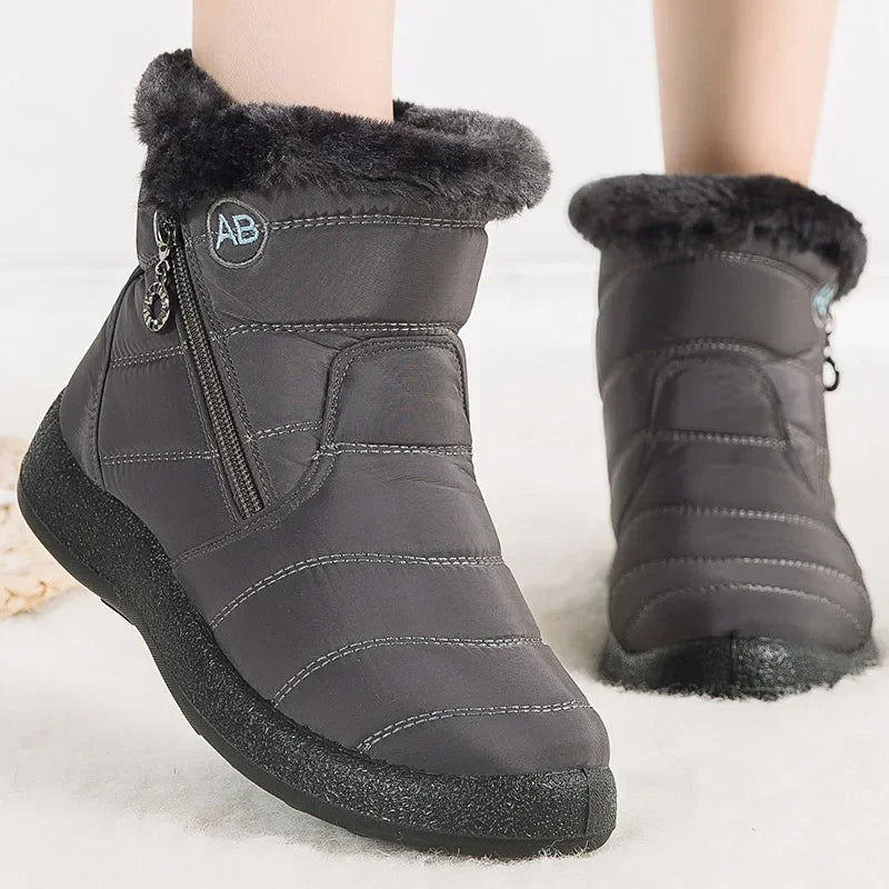 Women's Boots Women's Ankle Boots With Fur Winter Shoes Women Low Heels Winter Boots Snow Waterproof Botas Mujer Winter Footwear - Evallys.com