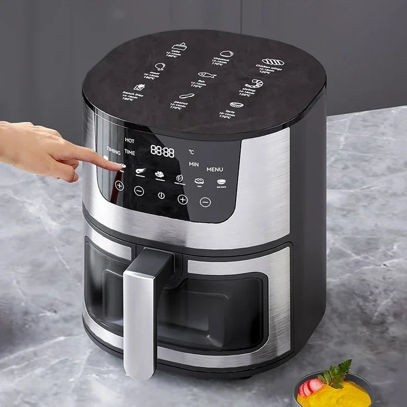 7L Electric Air Fryer Smart Multi-function Hot Convection Oven Deep Fryer Without Oil LED Touch Control 1400W Visible Window - Evallys.com