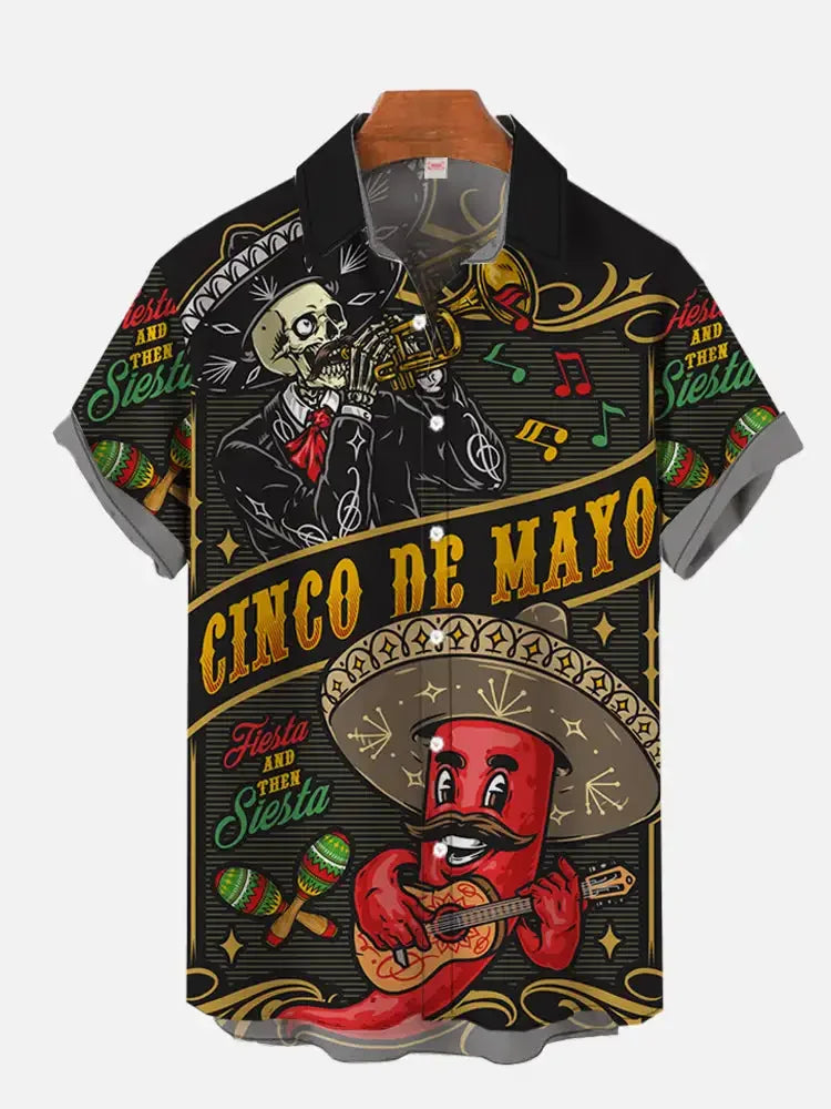 2024 Fashion Men's Hawaiian shirts Mexican Style Colorful Graffiti Art Poster Prints Short Sleeve Shirt Hawaii style clothing - Evallys.com