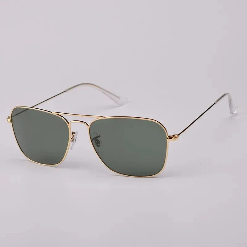 Top Quality Sunglasses Men Women Eyeglasses Goggles Eyewear Shades Fashion Square Metal Frame Glass Lenses UV400 Sun Glasses - Evallys.com
