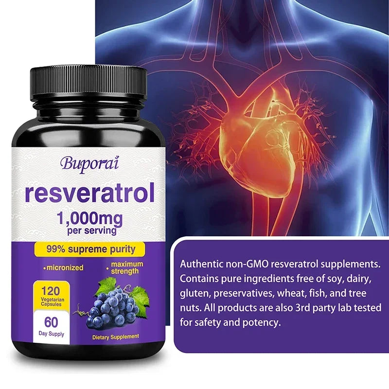 Resveratrol Supplement – Anti-Aging, Heart & Joint Support Capsules