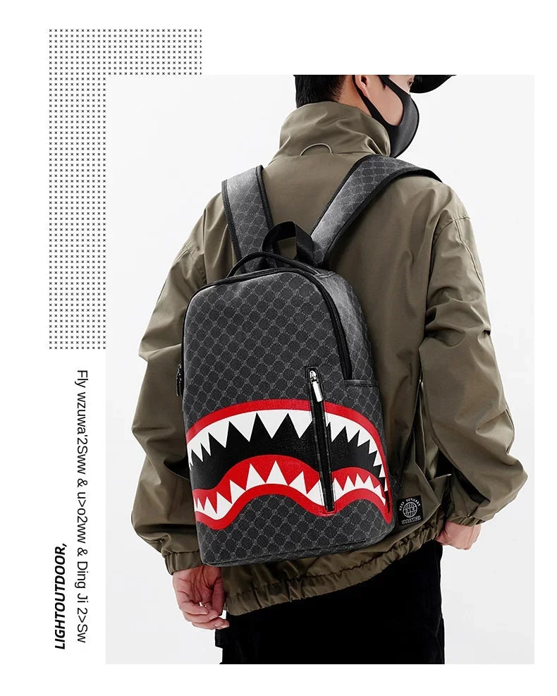 Shark Mouth Plaid Backpack – Large Laptop Bag for School & College - Evallys.com