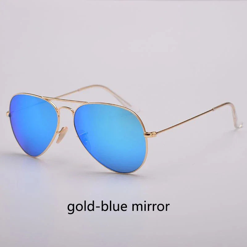 Top Quality Real Glass Lenses Men Women Sunglasses Brand Fashion Pilot Metal Frame Classic Style Outdoor UV400 Sun Glasses - Evallys.com