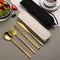 Portable Cutlery Set for Camping & Travel 4pcs Stainless Steel Knife, Fork, Spoon Kit with Storage Box