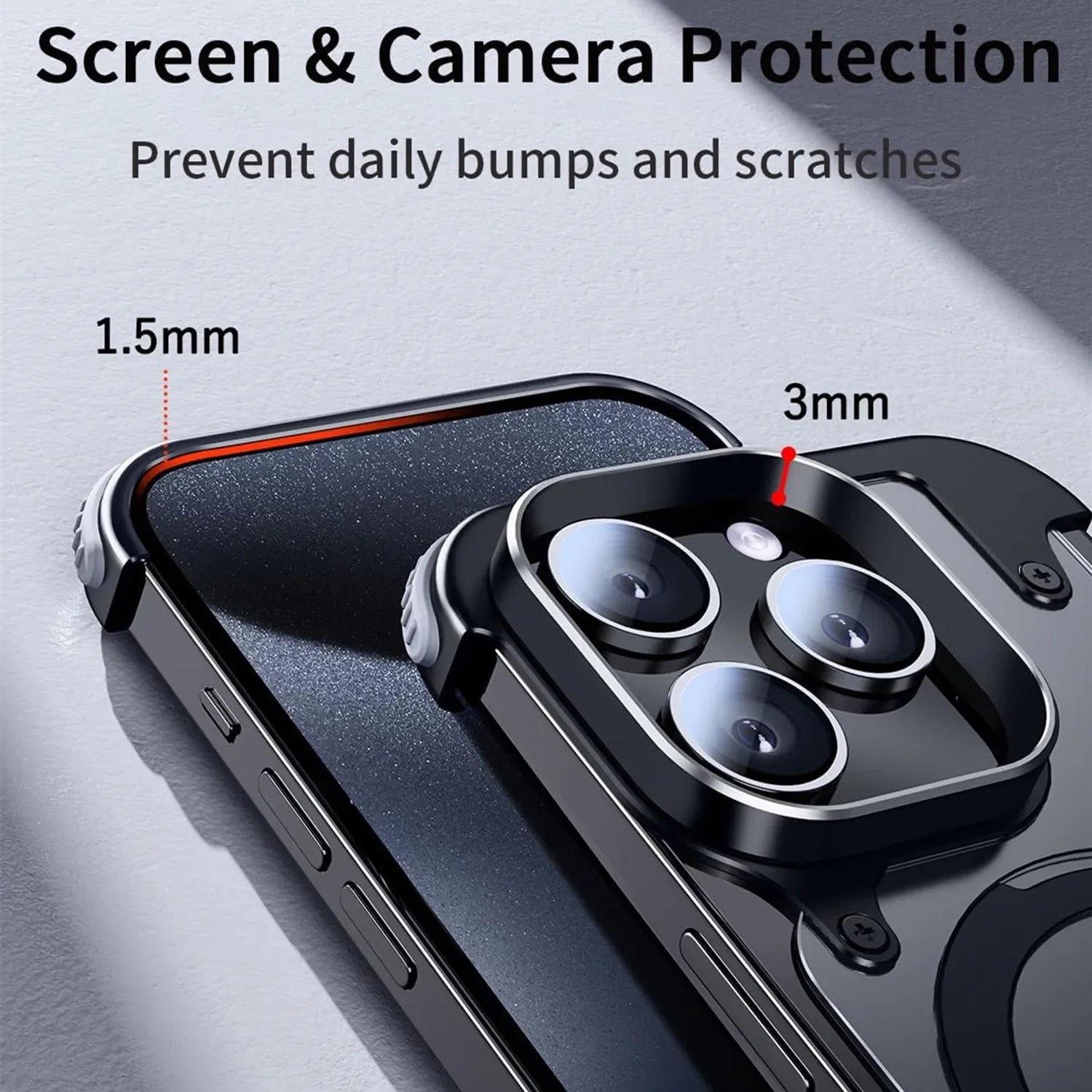 Frameless Aluminum Alloy Kickstand Metal Phone Case for iPhone 13 14 15 16 Pro Max Magsafe Magnetic Ring Stand Shockproof Shell - Evallys.com