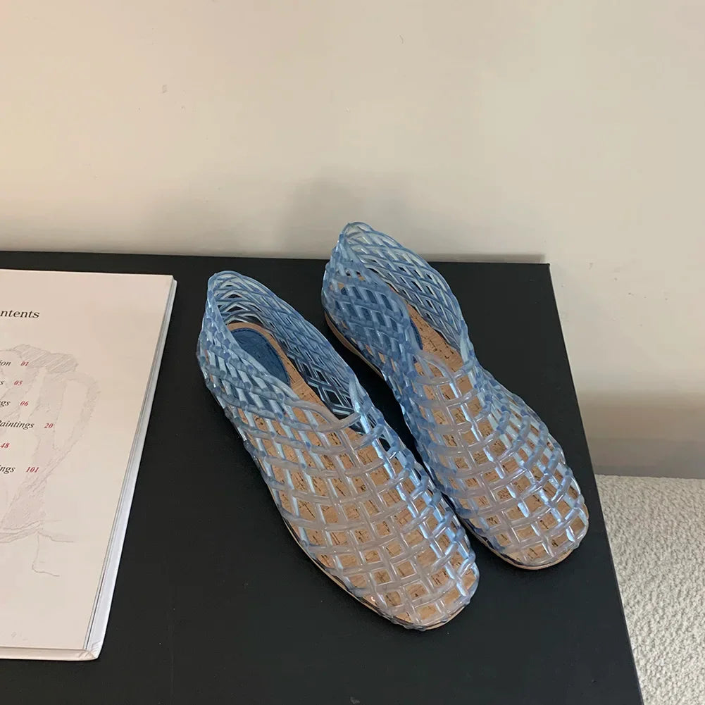 Women’s Jelly Ballet Flats – Lightweight Slip-On Square Toe Beach Shoes - Evallys.com