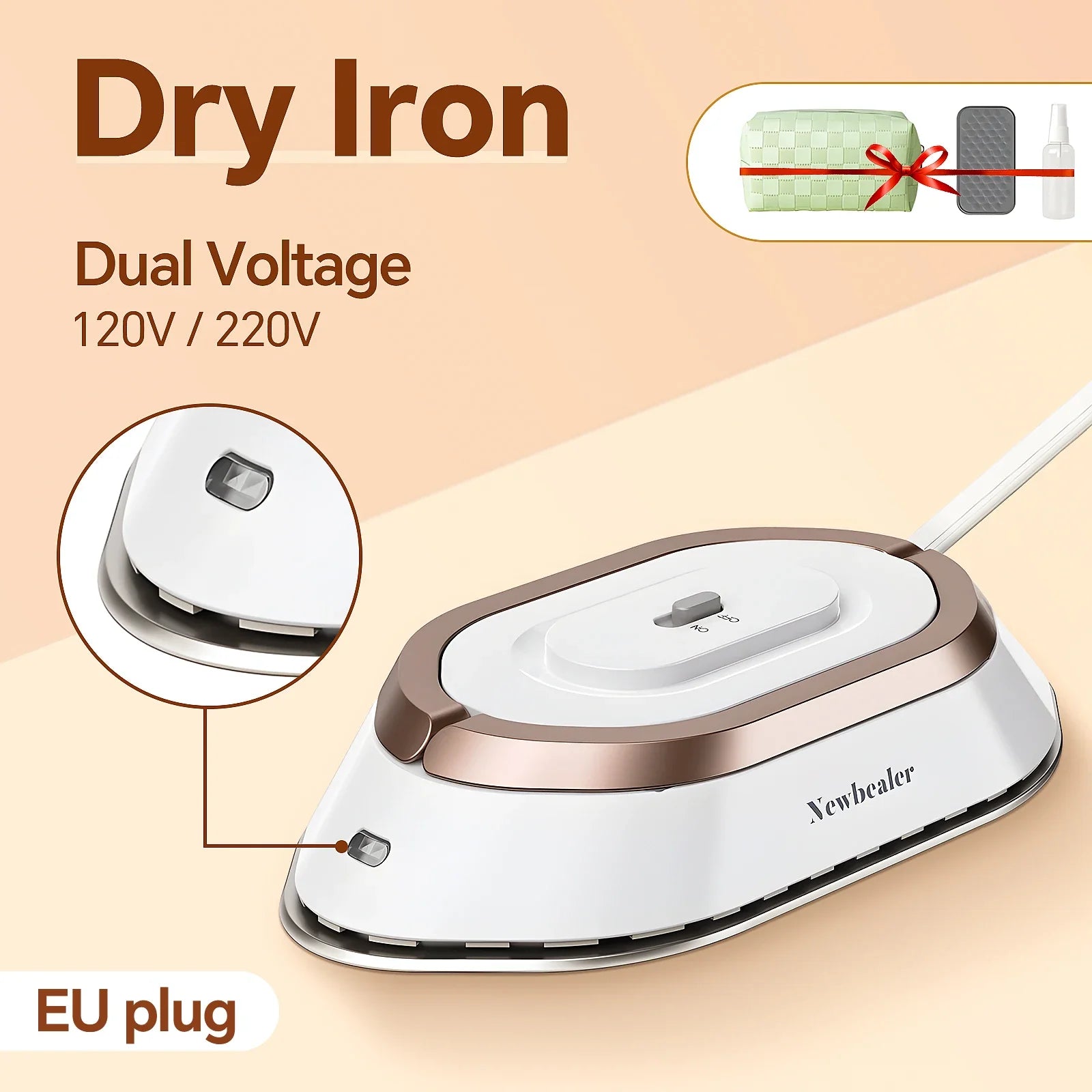 Mini Travel Iron for Clothes Portable Handle Electric Ironing Machine Fast Heating 30s Dry Wet Irons Garment Household Tools
