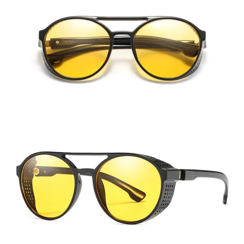 Men Fashion Round punk Sunglasses Women/Men 2022 Vintage Round Sun Glasses High Quality Brand Designer Sunglass de sol UV400 - Evallys.com
