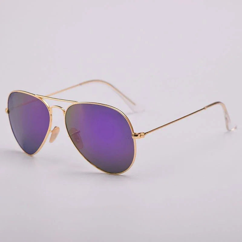 Top Quality Real Glass Lenses Men Women Sunglasses Brand Fashion Pilot Metal Frame Classic Style Outdoor UV400 Sun Glasses - Evallys.com