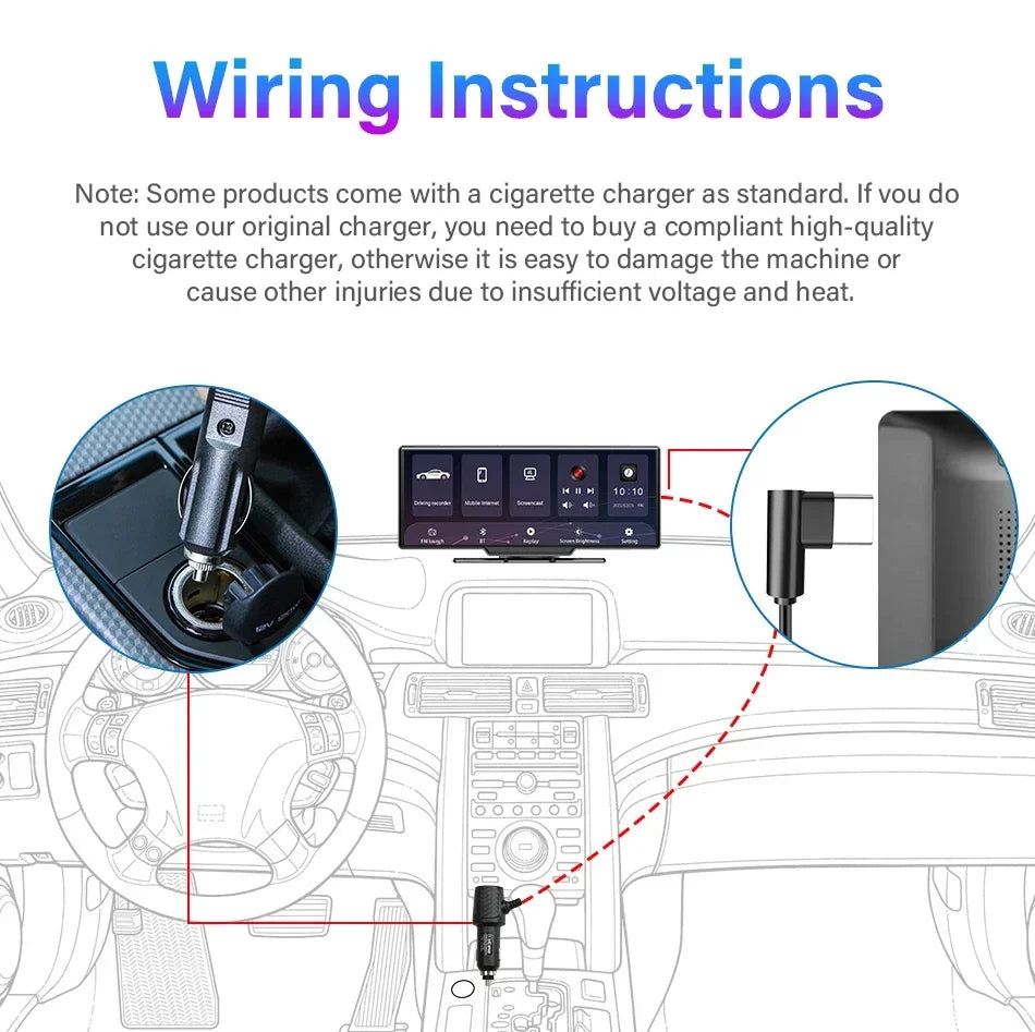 10.26'' Dash Cam 4K Car Mirror Video Player Wireless Carplay Android Auto GPS Car Monitor Multimedia Rearview Camera Dashboard - Evallys.com