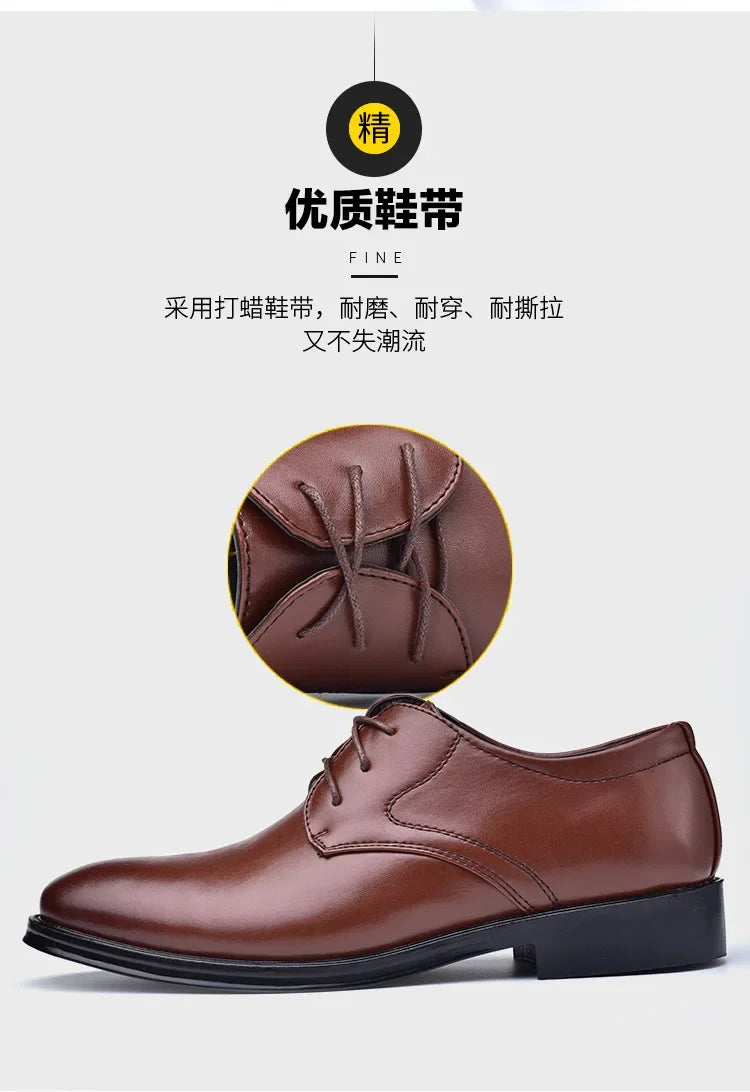 Men Dressing Shoes Formal for Men's Casual Shoe Leather Social Wedding Designer Pointed Toe Black Office Winter Shoes Brand 2023 - Evallys.com