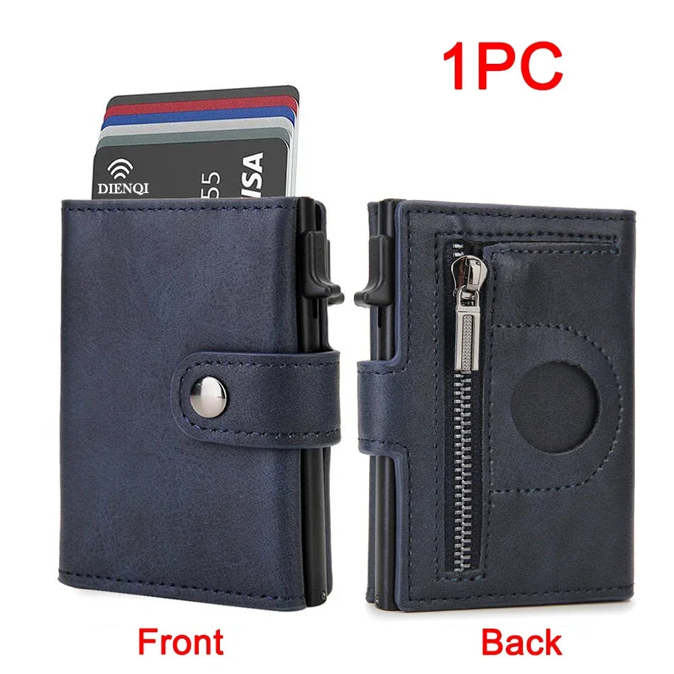 Rfid Carbon Fiber Men Wallets for Airtag Luxury Slim Mini Credit Card Holder Wallets for Men Air Tag Tracker Minimalist Purse - Evallys.com