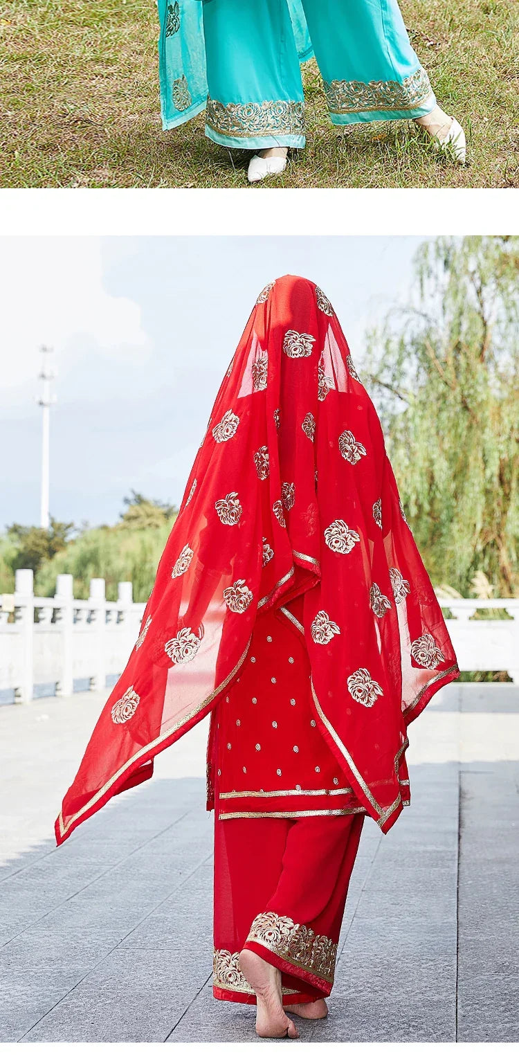 Exotic Indian Dance Dress – Ethnic Sari Style Two-Piece Set for Women - Evallys.com