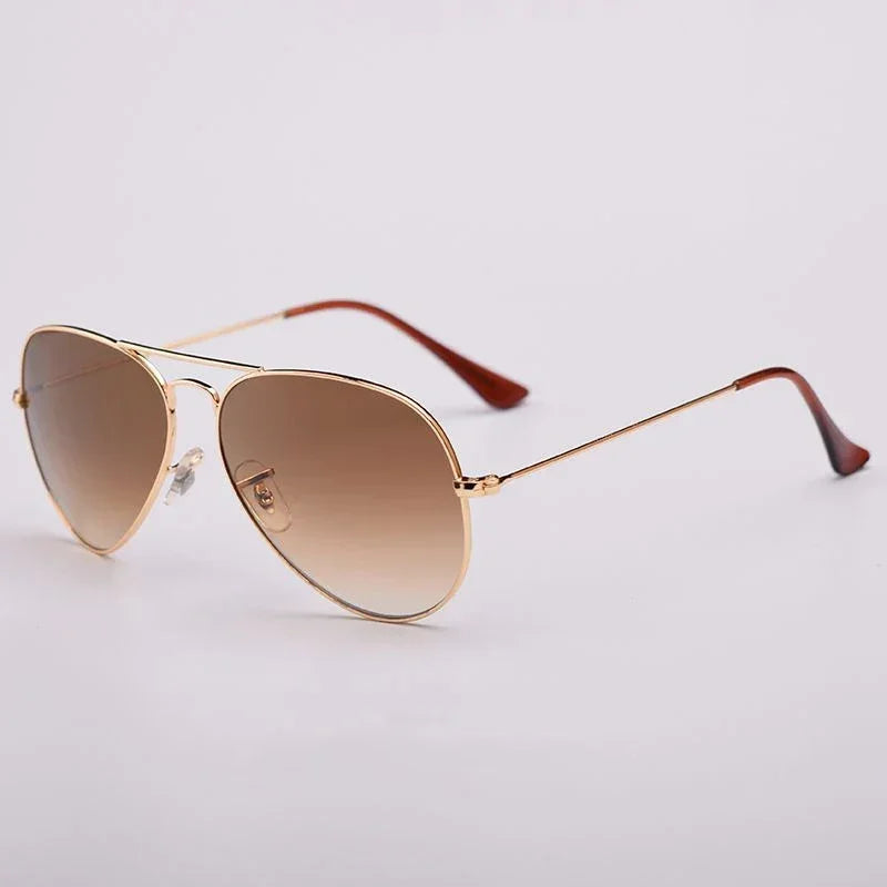 Top Quality Real Glass Lenses Men Women Sunglasses Brand Fashion Pilot Metal Frame Classic Style Outdoor UV400 Sun Glasses - Evallys.com