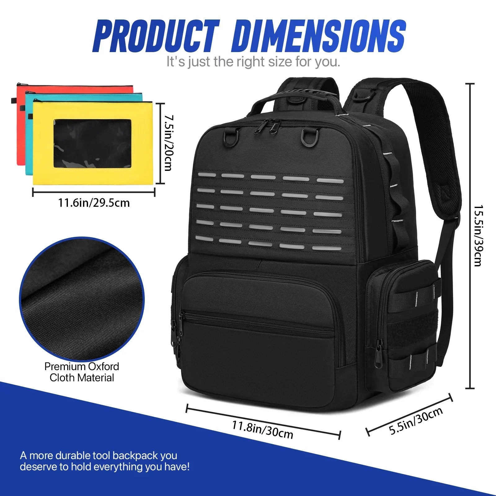Tool Backpack Heavy Duty for Men Tool Storage With 3 Tool Pouches Organizer Electrician Plumber Maintenance Worker Tool Bags - Evallys.com