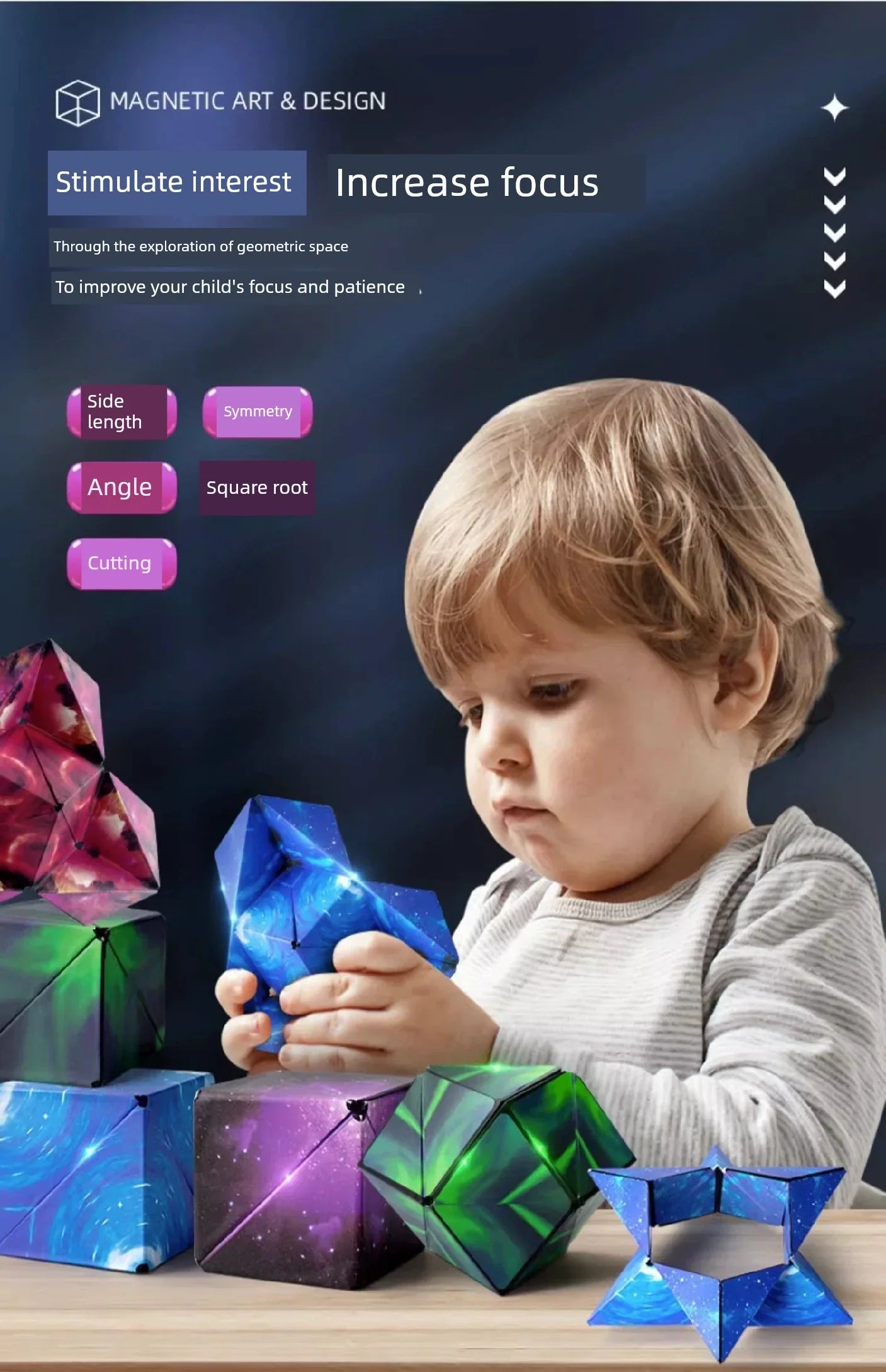 Variety Magnetic Cube Infinite Flip Deformation 3D Geometric Three-Dimensional Thinking Training Kids Educational Toy Boy - Evallys.com