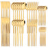 48pcs Black Gold Cutlery Set Knife Fork Coffee Spoon Dinnerware Stainless Steel Tableware Flatware Western Kitchen Silverware