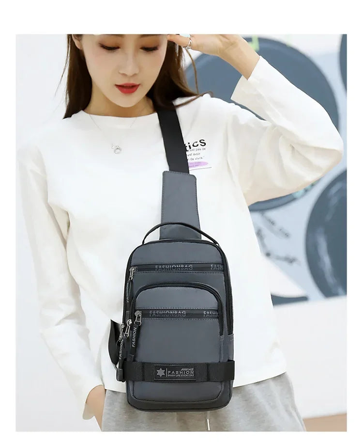 Chest Bag For Men New Large Capacity Shoulder Korean Version Travel Lightweight Nylon Crossbody Bag Backpack - Evallys.com