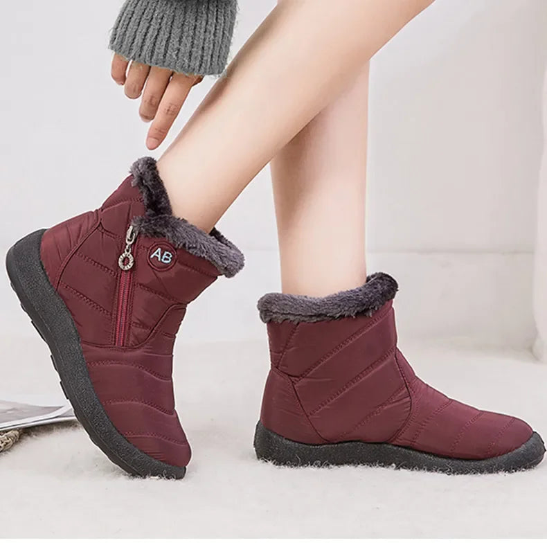 Women's Boots Women's Ankle Boots With Fur Winter Shoes Women Low Heels Winter Boots Snow Waterproof Botas Mujer Winter Footwear - Evallys.com
