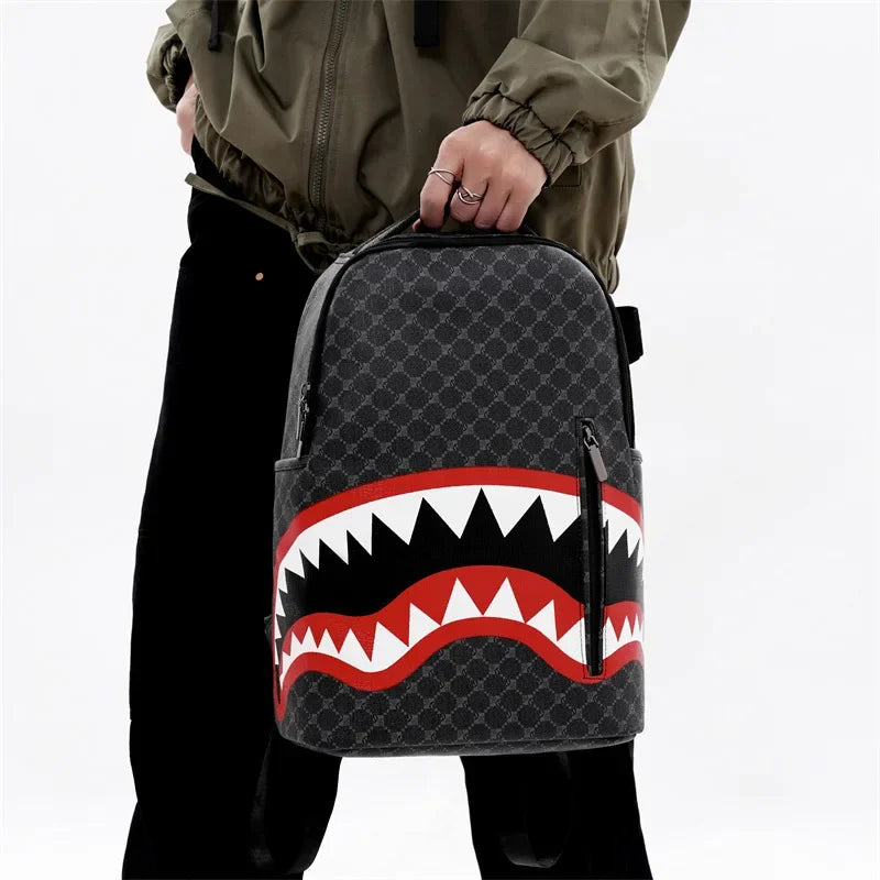 Shark Mouth Plaid Backpack – Large Laptop Bag for School & College - Evallys.com