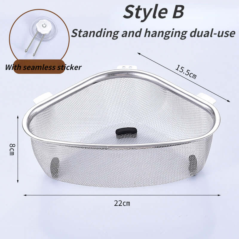 Kitchen Sink Drain Basket Stainless Steel Triangle Food Vegetables Peel Egg Filter Storage Organizer Kitchen Shelf Rack Drainier