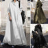 Vintage Cotton Linen Shirt Dress Women’s Autumn Long Maxi Robe - Evallys.com