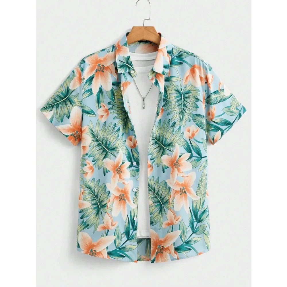 Hawaiian Shirt Man Print Casual Thin Beach Slim Fashion Shirt High Quality Luxury Black Social Vintage Funny Oversized Clothes - Evallys.com