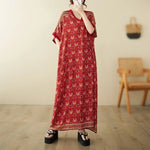 Vintage Cotton Summer Maxi Dress – Harajuku Floral Beachwear - Evallys.com