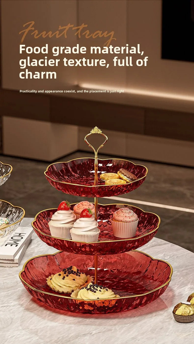 2/3 Tier Fruit Plate Stand Coffee Table Snack Tray Dried Fruit Dessert Plate Bar Counter Display Holder