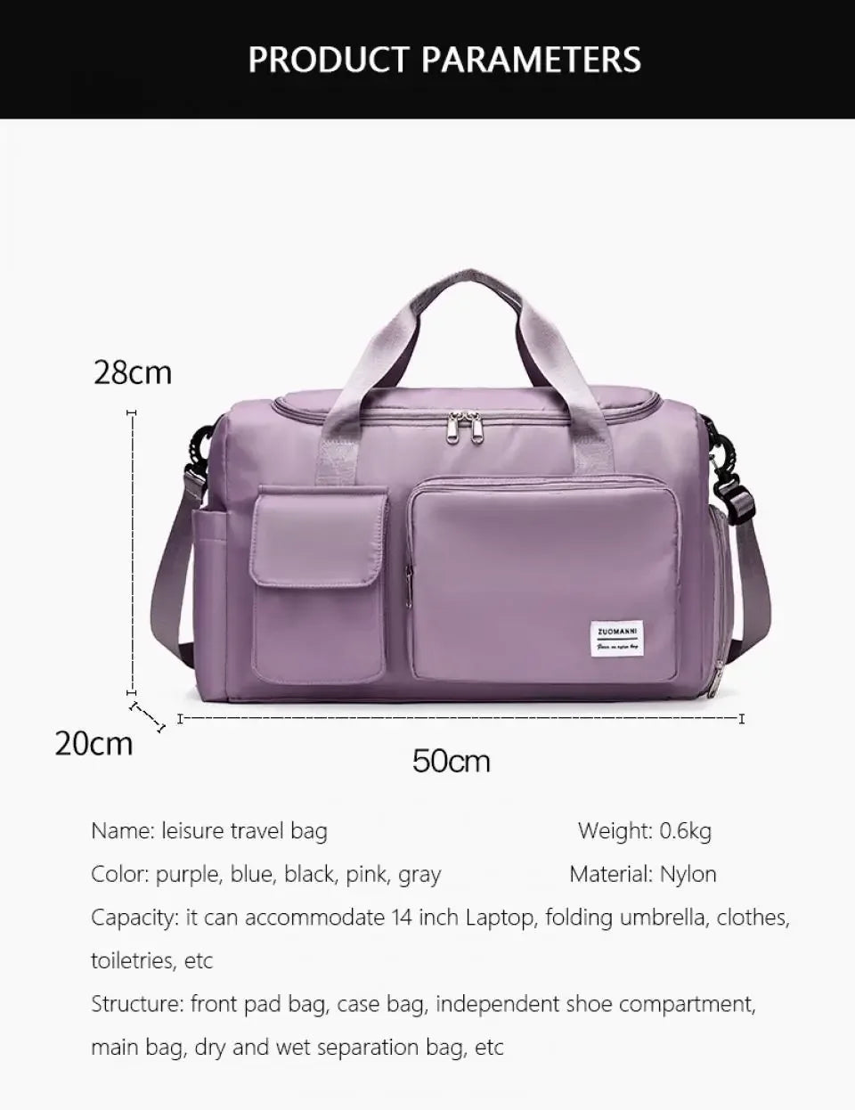 UNIXINU Carry On Travel Bag Large Capacity Weekender Overnight Duffle Bags with Shoe Compartment Sports Fitness Bags for Women - Evallys.com