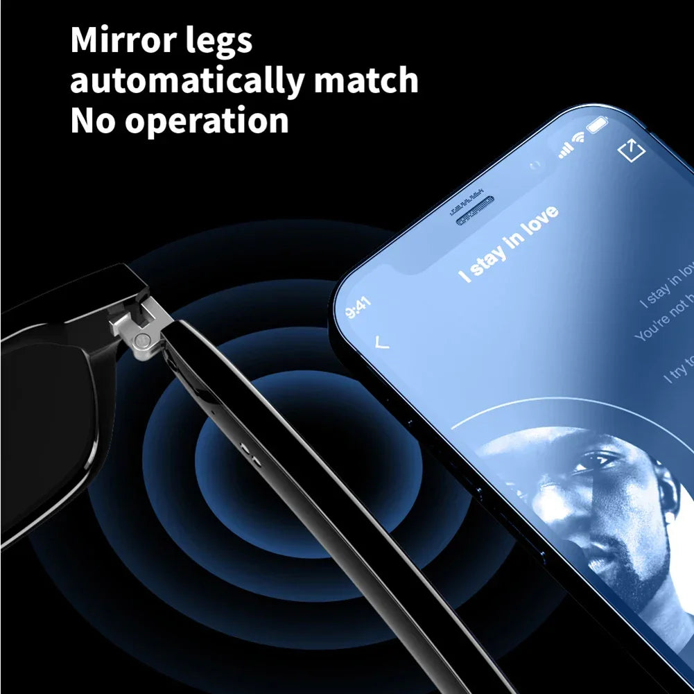 Smart Glasses Remote Shooting Outdoor Sport Glasses with Camera Open Ear Sound Mic & Speakers Wearable Eyeglass for Men & Woman - Evallys.com