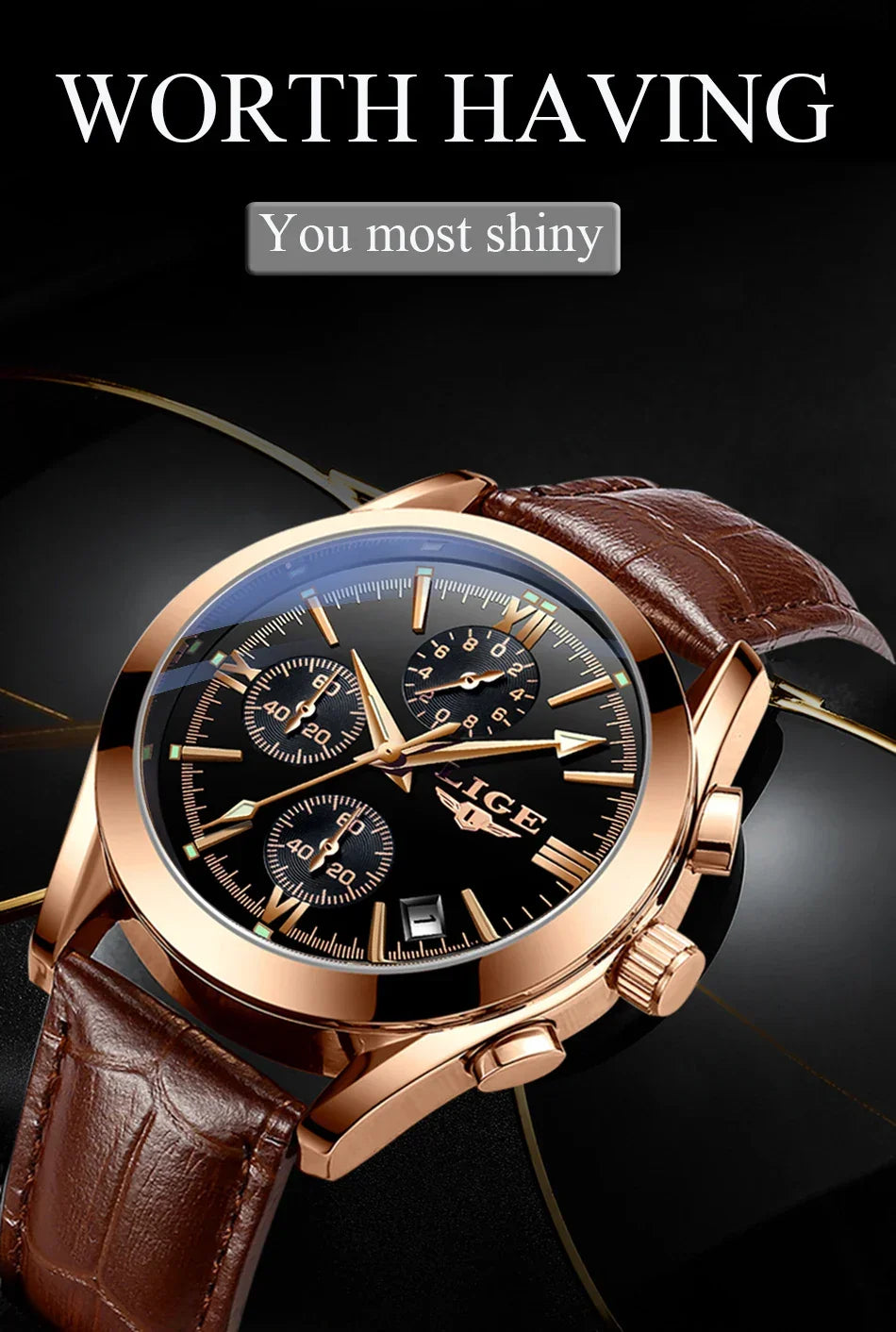 LIGE Men Watch Top Brand Luxury Waterproof Luminous Sport Wristwatch Quartz Military Genuine Leather Relogios Masculino+Box - Evallys.com