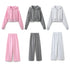 TRAF 2024 Spring Female Casual Hoodies Zipper Coats+Elastic Waist Baggy Pants 2 Pieces Set Elegant Loose Solid Pink Grey Pants - Evallys.com
