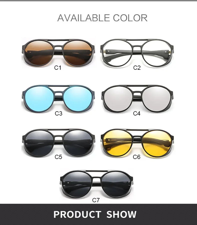 Men Fashion Round punk Sunglasses Women/Men 2022 Vintage Round Sun Glasses High Quality Brand Designer Sunglass de sol UV400 - Evallys.com