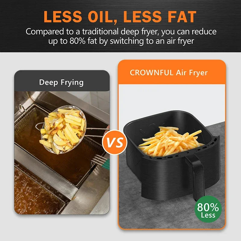 CROWNFUL Air Fryer 7L Touch-screen Display Air Fryer Oven with 8 Cooking Programs Oilless Electric Cooker and Nonstick Basket - Evallys.com