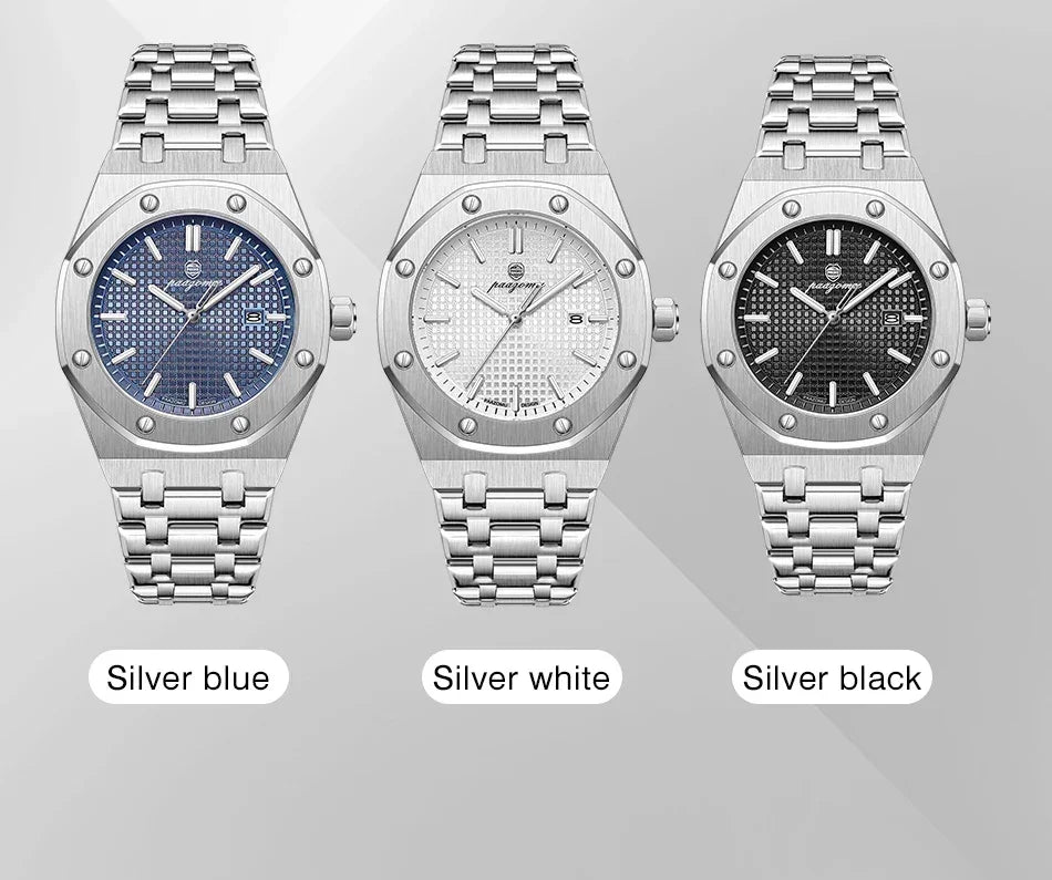 PENGAGAR Square Luxury Men Wristwatch Waterproof Luminous Date Stainless Steel Male Clock Business Sports Quartz Watches For Men - Evallys.com