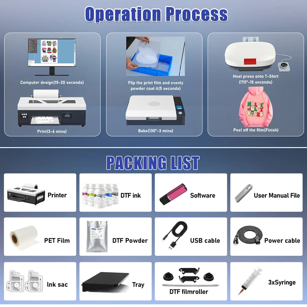 Colorsun DTF Printer Impressora A4/A3 Direct to Film T-Shirt Printing Machine Digital Inkjet DTF Printers For T-Shirt Hoodies - Evallys.com