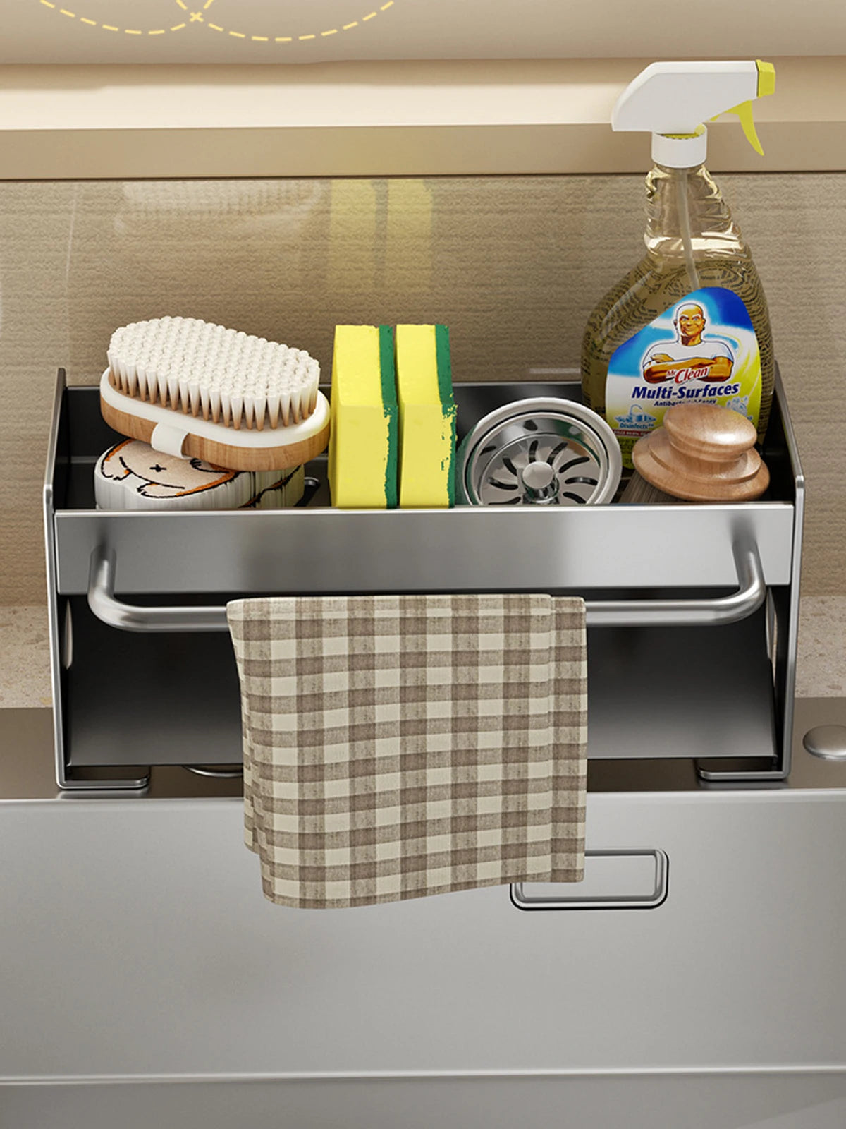 Kitchen Sponge Holder Stainless Steel Sink Drain Rack Soap Drainer Towel Rack Shelf Organizer bathroom Storage Accessories