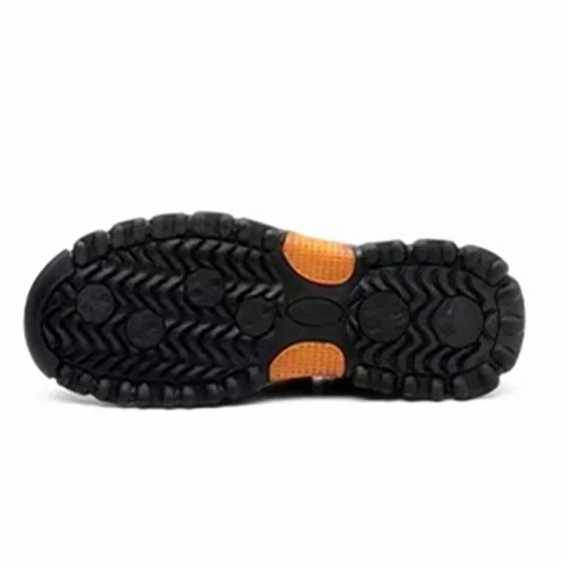 Mens Work Boots Composite Toe Safety Footwear Metatarsal Guard Puncture-Proof Construction Work Shoes Anti-Slip Rubber Outsole - Evallys.com