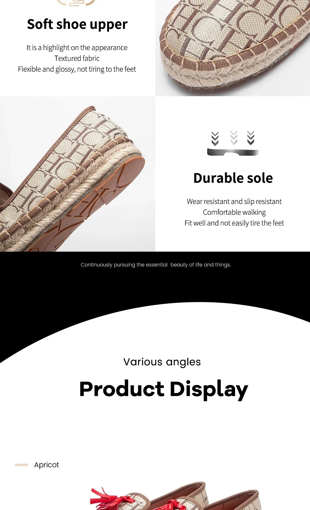 Women’s Vacation Flat Shoes – Comfortable Hemp Sole Non-Slip Walking Flats - Evallys.com