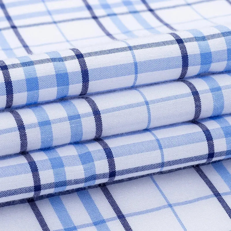 High Quality Men's Plaid Short Sleeve Shirts Business Casual Striped Turn-Down Collar Summer Man Shirt - Evallys.com