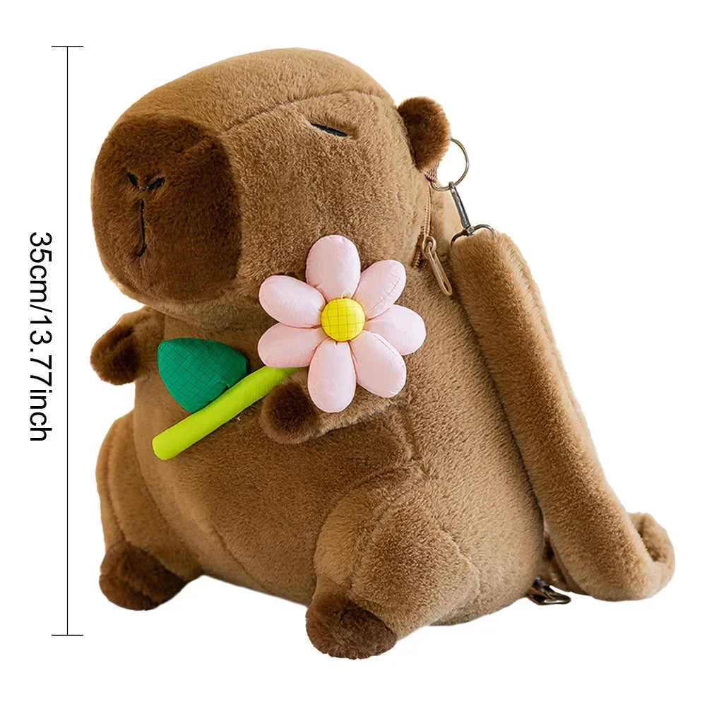 Cute Capybara Plush Backpack Funny Kawaii Doll Fur Bag Cartoon Capybara Shoulder Bag Soft Girl Small Backpack for Girls Children - Evallys.com