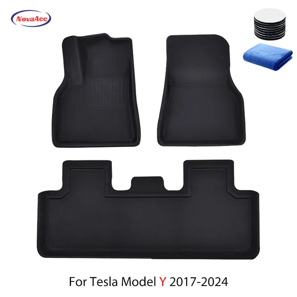 NovaAcc For Tesla Floor Mats Model Y 2017-2024 Left Rudder All Weather Waterproof Trunk Mats Cargo Liner Trunk Accessories - Evallys.com # #